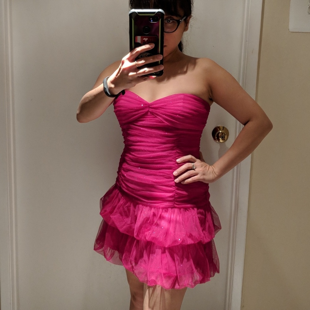 Hailey Logan Pink glitter prom dress